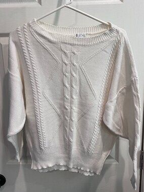 White Cable Knit Sweater